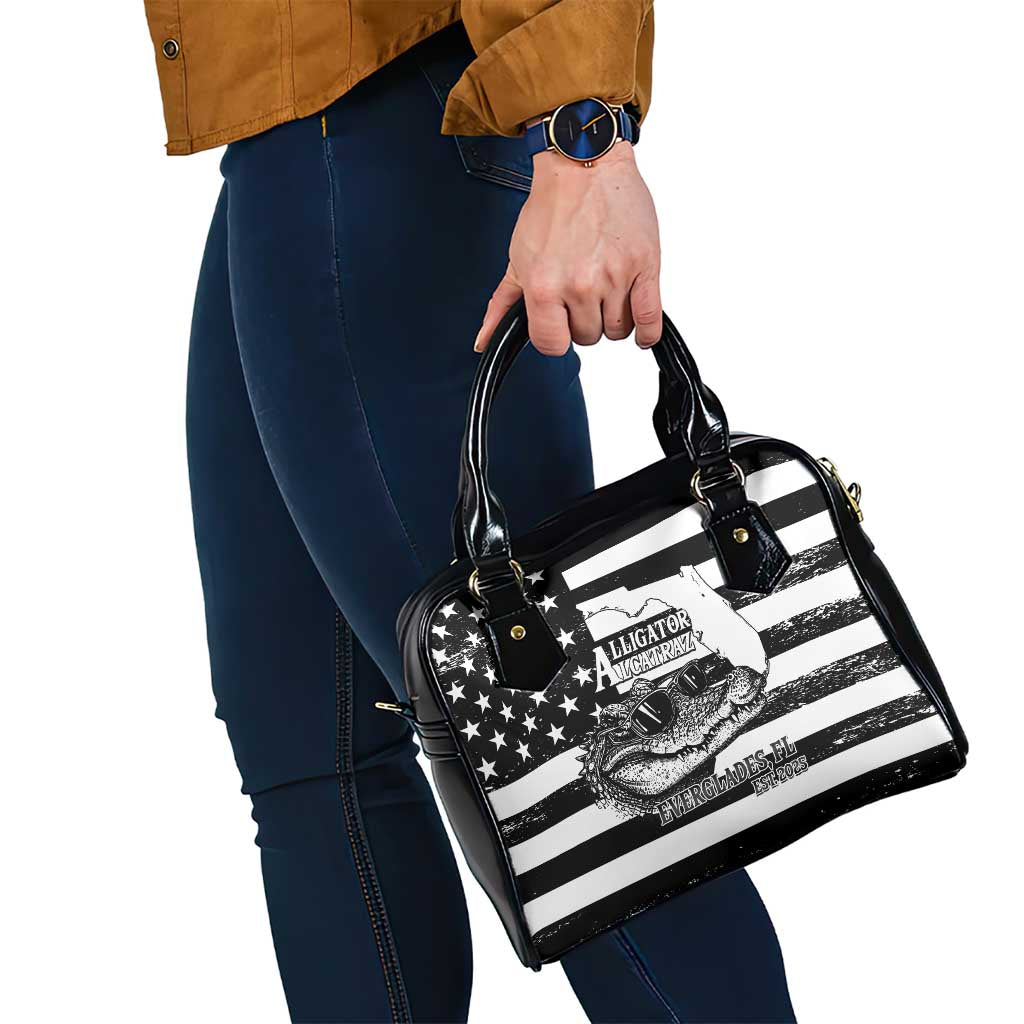 Alligator Alcatraz Shoulder Handbag Cool Gator Everglades USA Grunge Flag - Wonder Print Shop