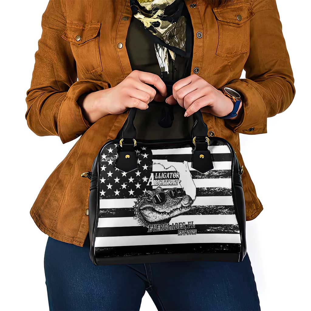 Alligator Alcatraz Shoulder Handbag Cool Gator Everglades USA Grunge Flag - Wonder Print Shop