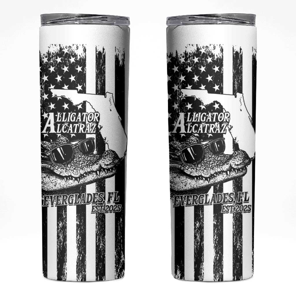 Alligator Alcatraz Skinny Tumbler Cool Gator Everglades USA Grunge Flag - Wonder Print Shop