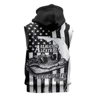 Alligator Alcatraz Sleeveless Hoodie Cool Gator Everglades USA Grunge Flag - Wonder Print Shop