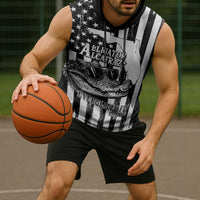 Alligator Alcatraz Sleeveless Hoodie Cool Gator Everglades USA Grunge Flag - Wonder Print Shop