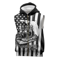 Alligator Alcatraz Sleeveless Zip Hoodie Cool Gator Everglades USA Grunge Flag - Wonder Print Shop