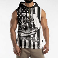 Alligator Alcatraz Sleeveless Zip Hoodie Cool Gator Everglades USA Grunge Flag - Wonder Print Shop