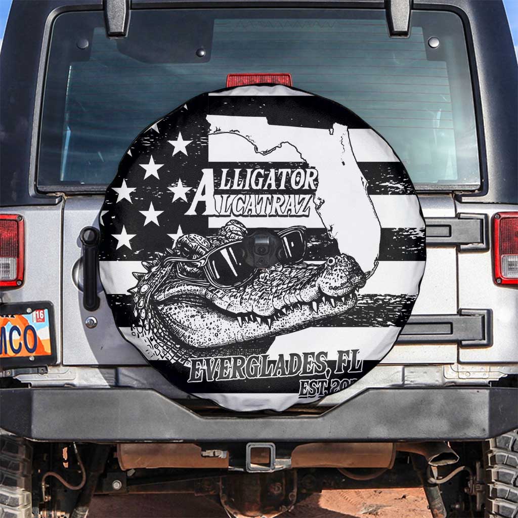 Alligator Alcatraz Spare Tire Cover Cool Gator Everglades USA Grunge Flag - Wonder Print Shop