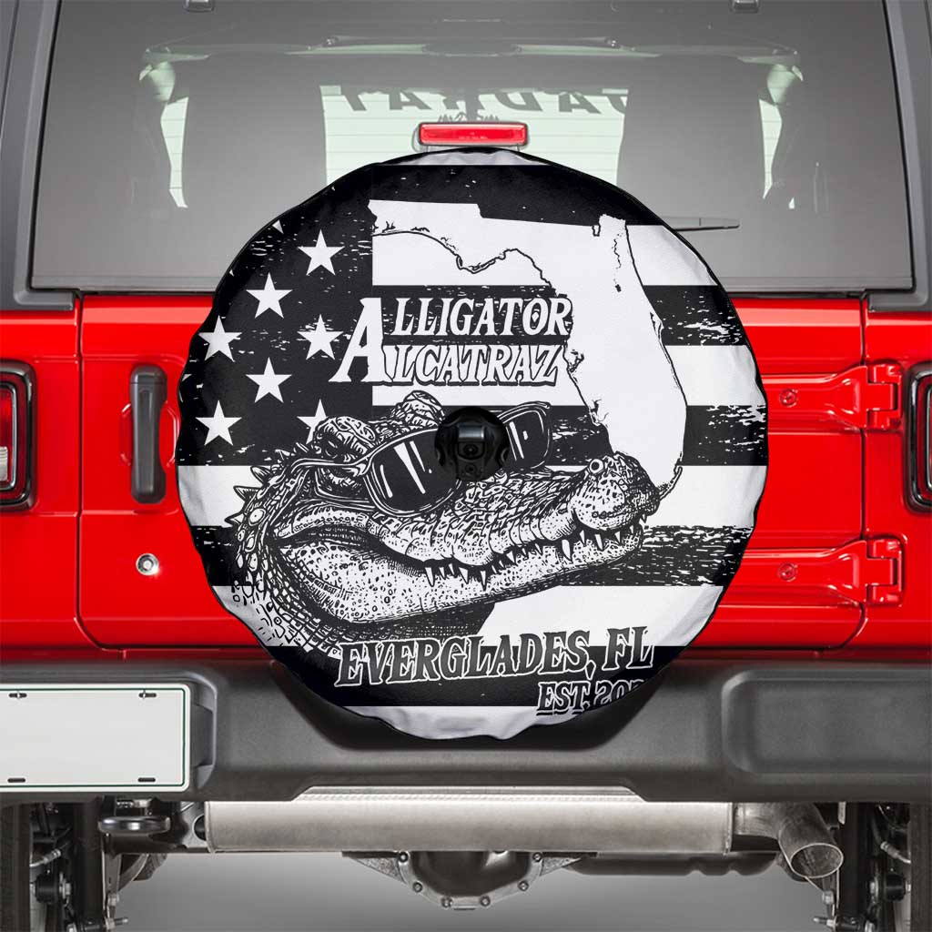 Alligator Alcatraz Spare Tire Cover Cool Gator Everglades USA Grunge Flag - Wonder Print Shop