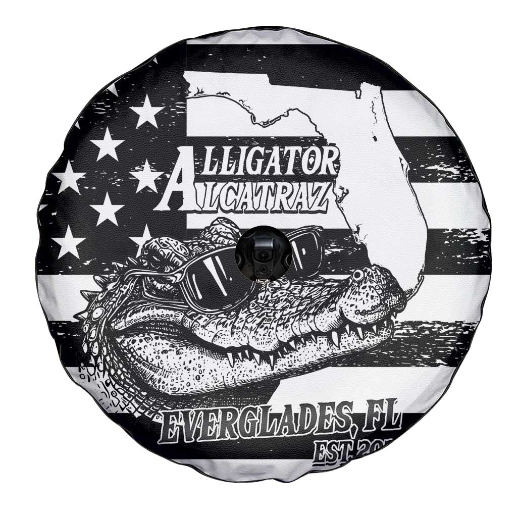 Alligator Alcatraz Spare Tire Cover Cool Gator Everglades USA Grunge Flag - Wonder Print Shop