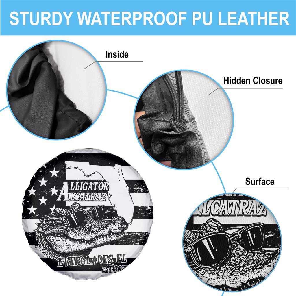 Alligator Alcatraz Spare Tire Cover Cool Gator Everglades USA Grunge Flag - Wonder Print Shop