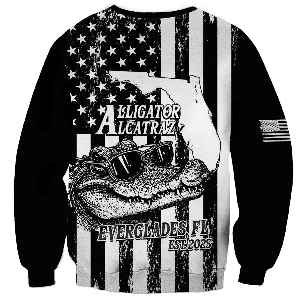 Alligator Alcatraz Sweatshirt Cool Gator Everglades USA Grunge Flag - Wonder Print Shop