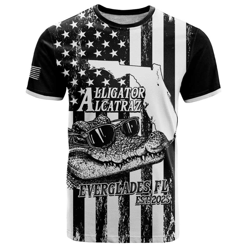 Alligator Alcatraz T Shirt Cool Gator Everglades USA Grunge Flag - Wonder Print Shop