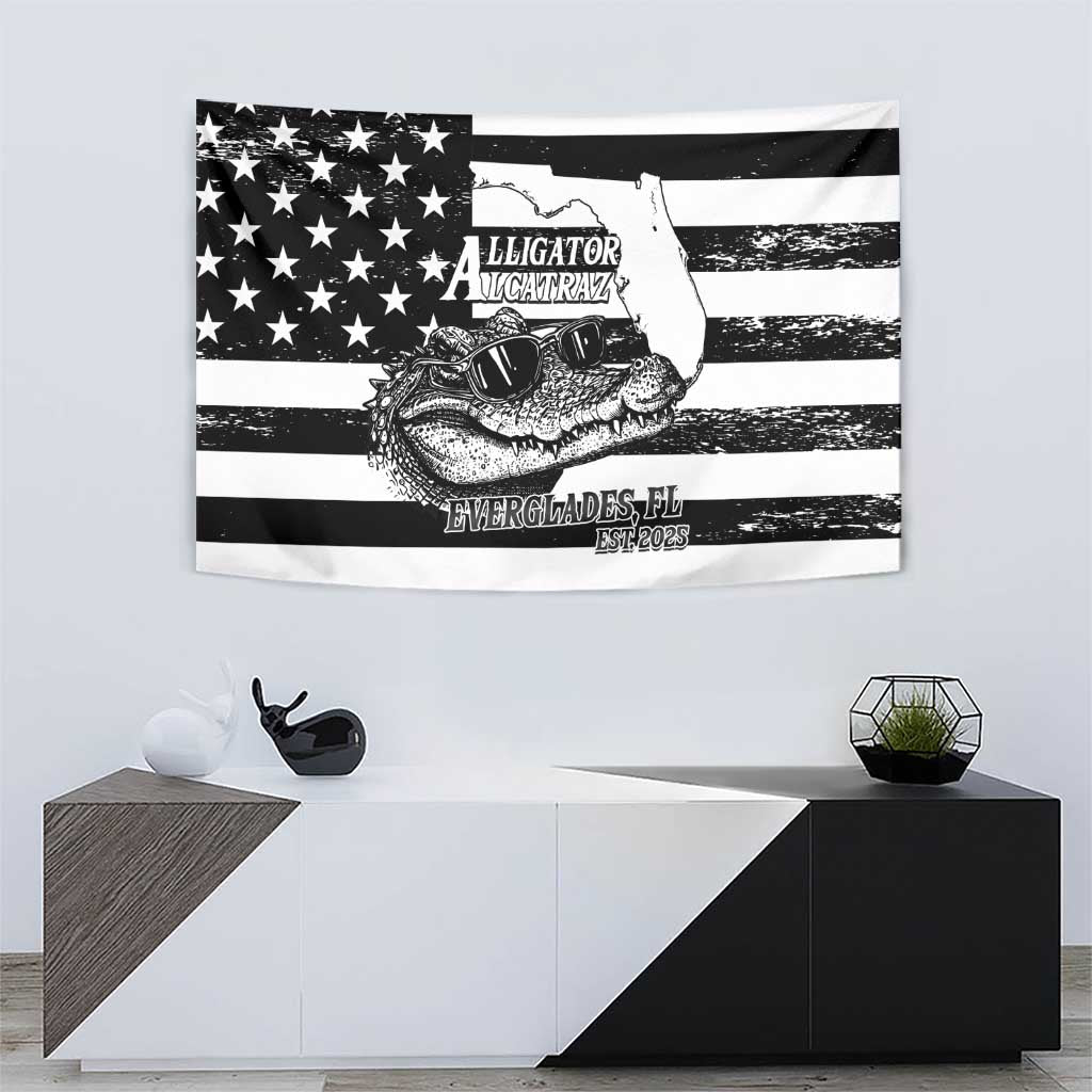Alligator Alcatraz Tapestry Cool Gator Everglades USA Grunge Flag - Wonder Print Shop