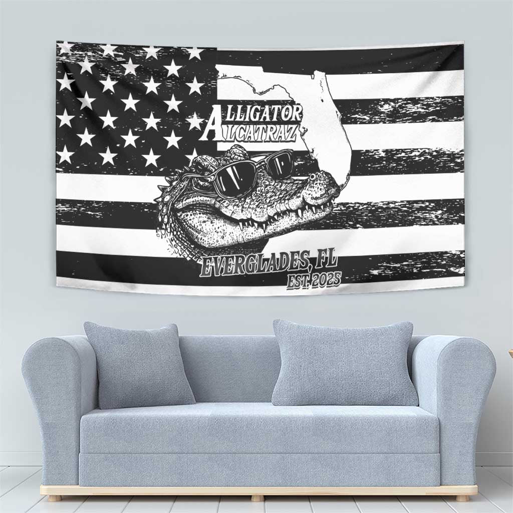 Alligator Alcatraz Tapestry Cool Gator Everglades USA Grunge Flag - Wonder Print Shop