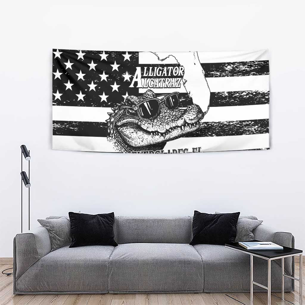 Alligator Alcatraz Tapestry Cool Gator Everglades USA Grunge Flag - Wonder Print Shop