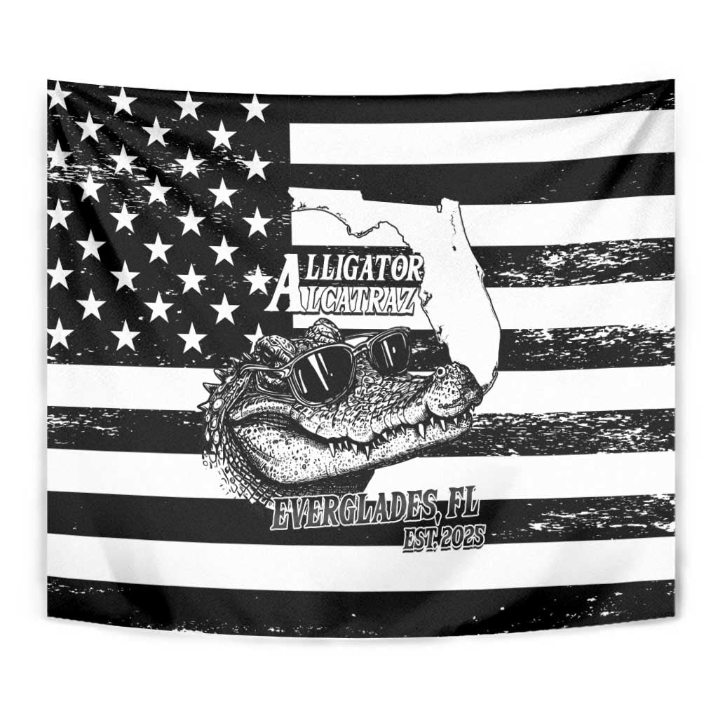 Alligator Alcatraz Tapestry Cool Gator Everglades USA Grunge Flag - Wonder Print Shop