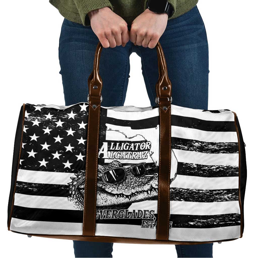 Alligator Alcatraz Travel Bag Cool Gator Everglades USA Grunge Flag - Wonder Print Shop