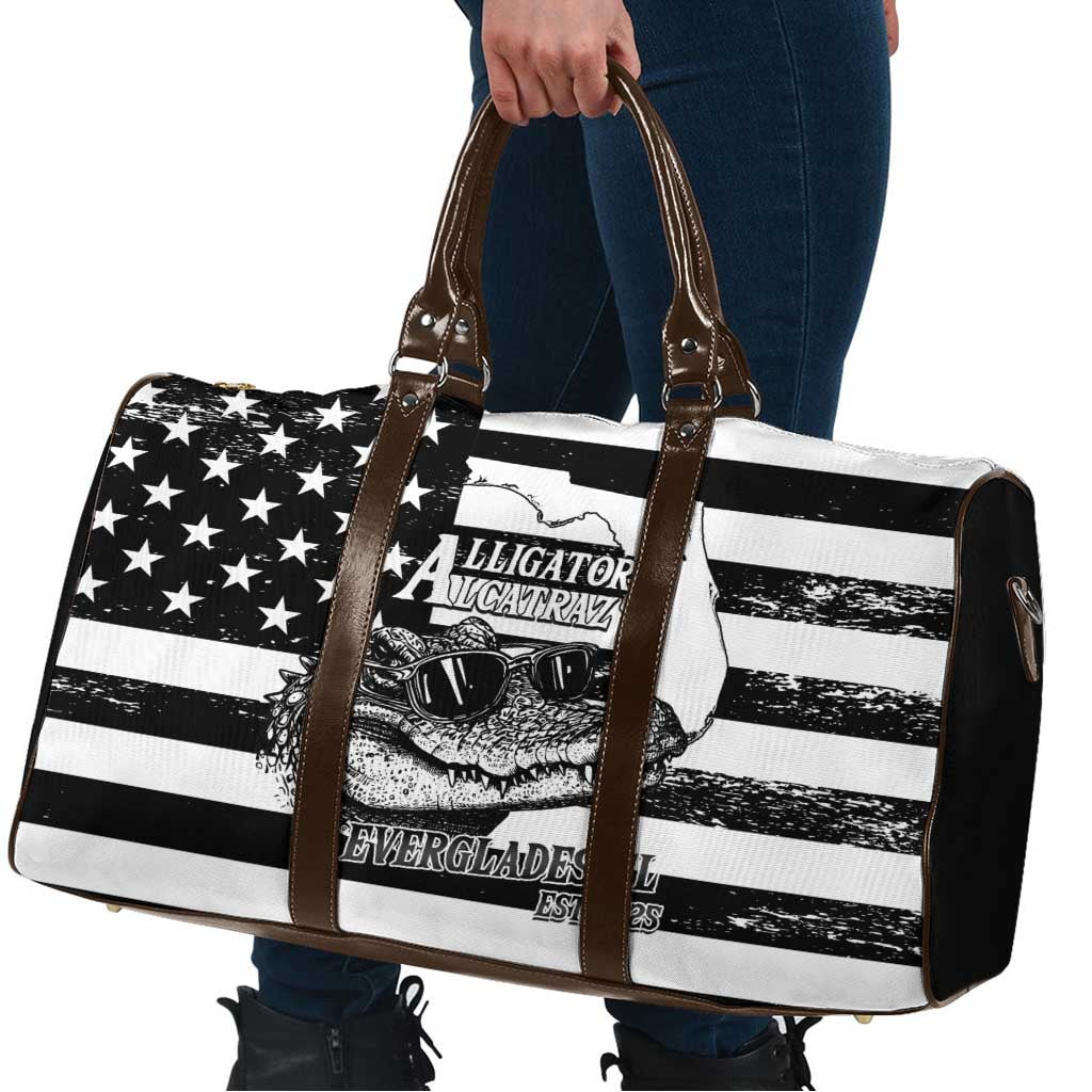 Alligator Alcatraz Travel Bag Cool Gator Everglades USA Grunge Flag - Wonder Print Shop