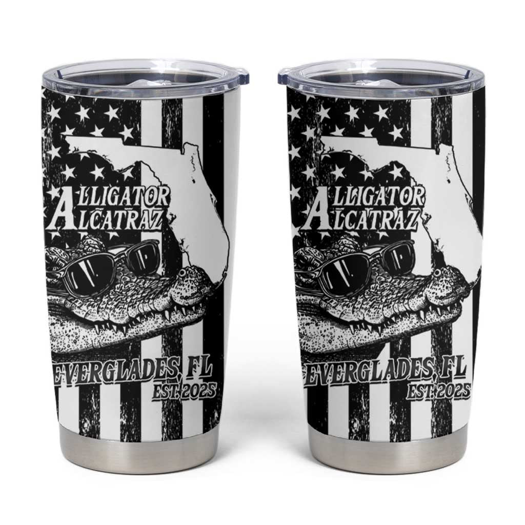 Alligator Alcatraz Tumbler Cup Cool Gator Everglades USA Grunge Flag - Wonder Print Shop
