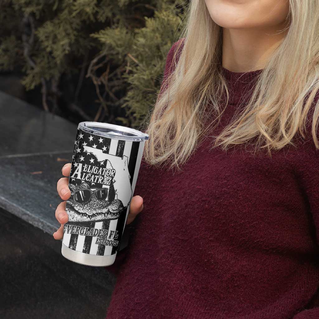 Alligator Alcatraz Tumbler Cup Cool Gator Everglades USA Grunge Flag - Wonder Print Shop