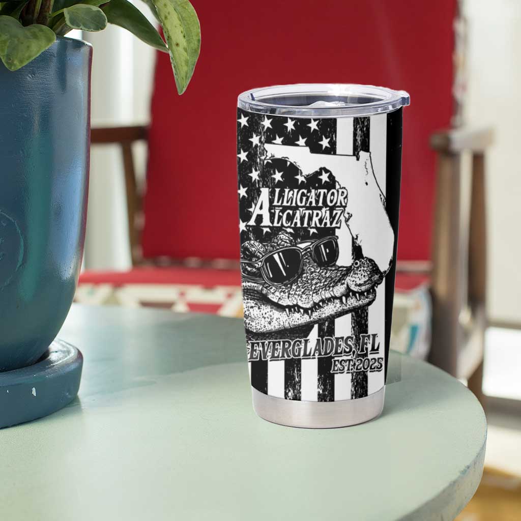 Alligator Alcatraz Tumbler Cup Cool Gator Everglades USA Grunge Flag - Wonder Print Shop