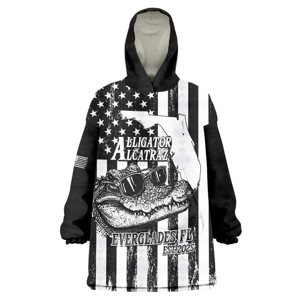 Alligator Alcatraz Wearable Blanket Hoodie Cool Gator Everglades USA Grunge Flag - Wonder Print Shop