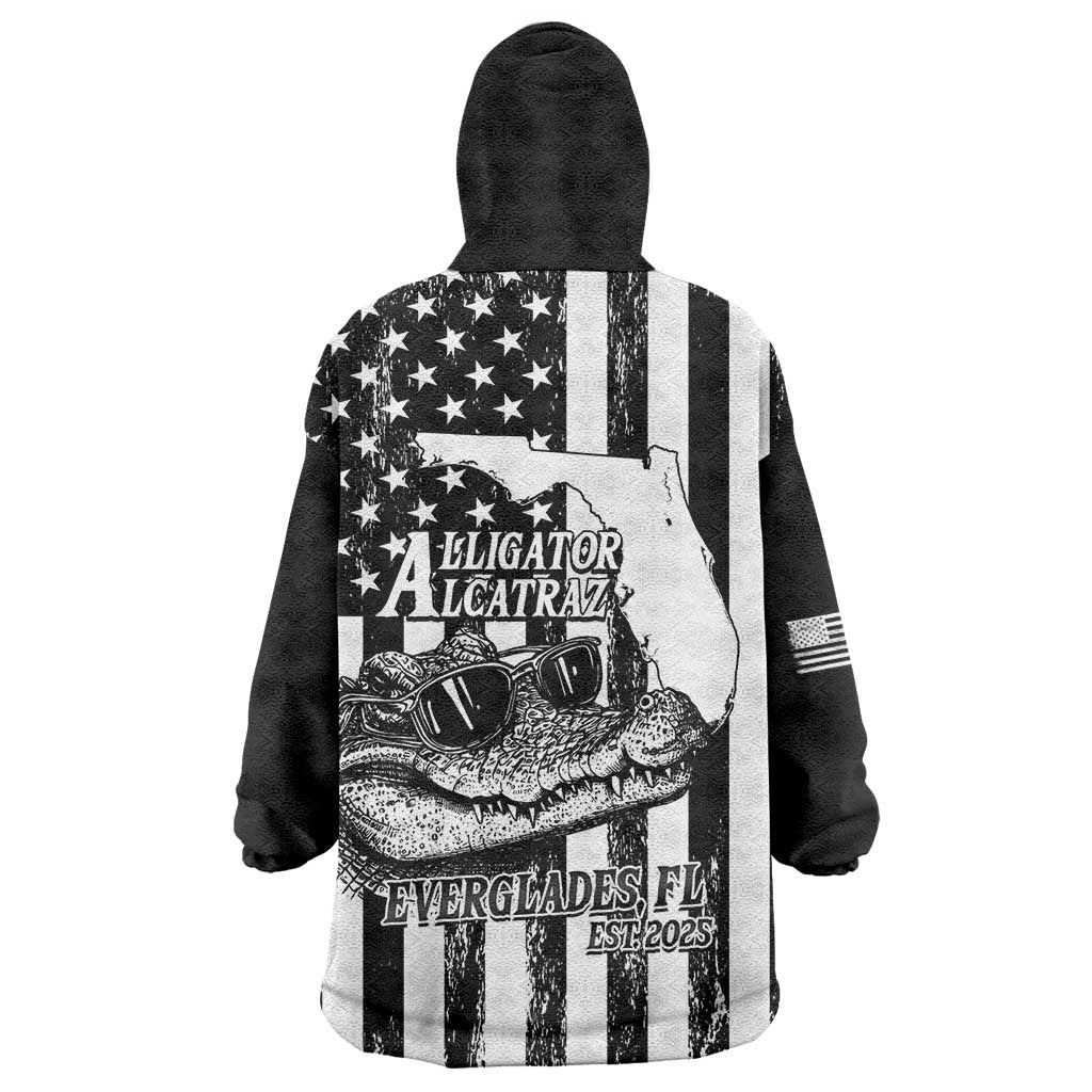 Alligator Alcatraz Wearable Blanket Hoodie Cool Gator Everglades USA Grunge Flag - Wonder Print Shop