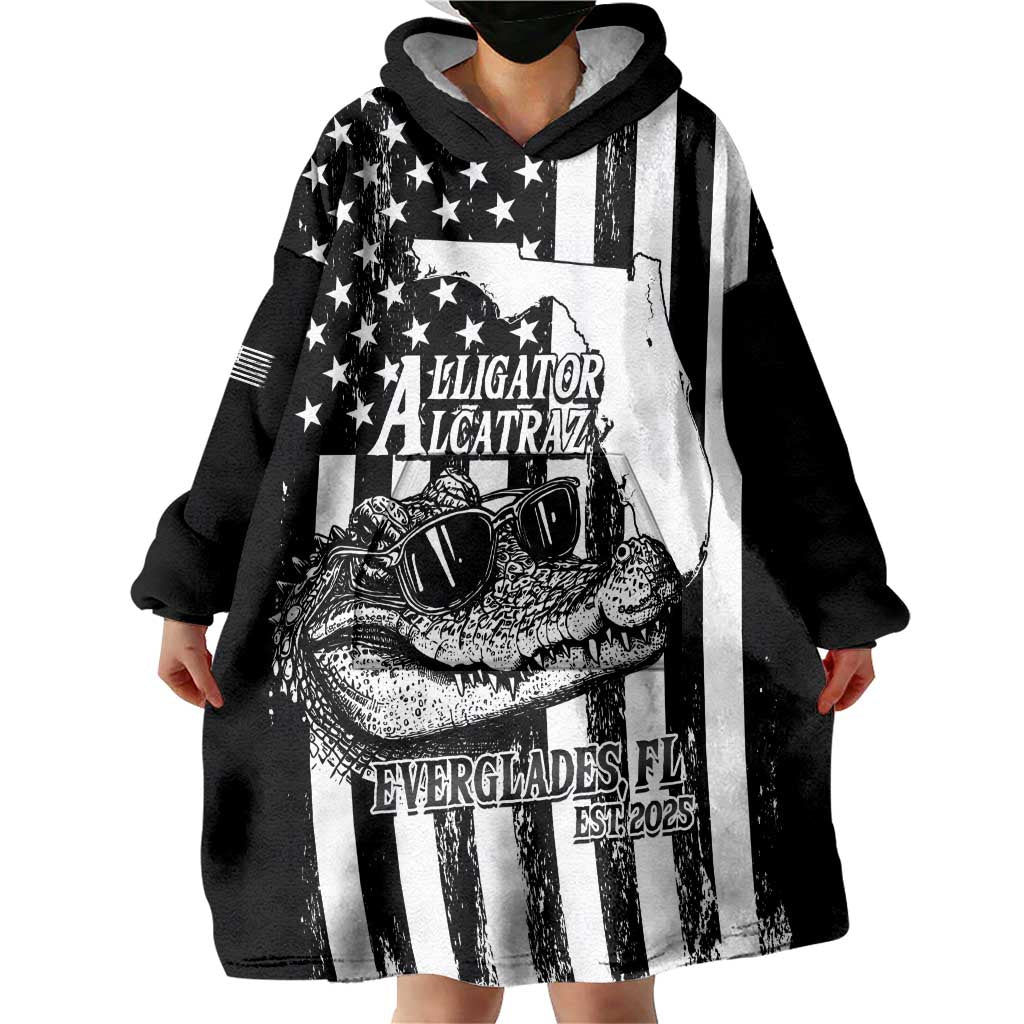 Alligator Alcatraz Wearable Blanket Hoodie Cool Gator Everglades USA Grunge Flag - Wonder Print Shop