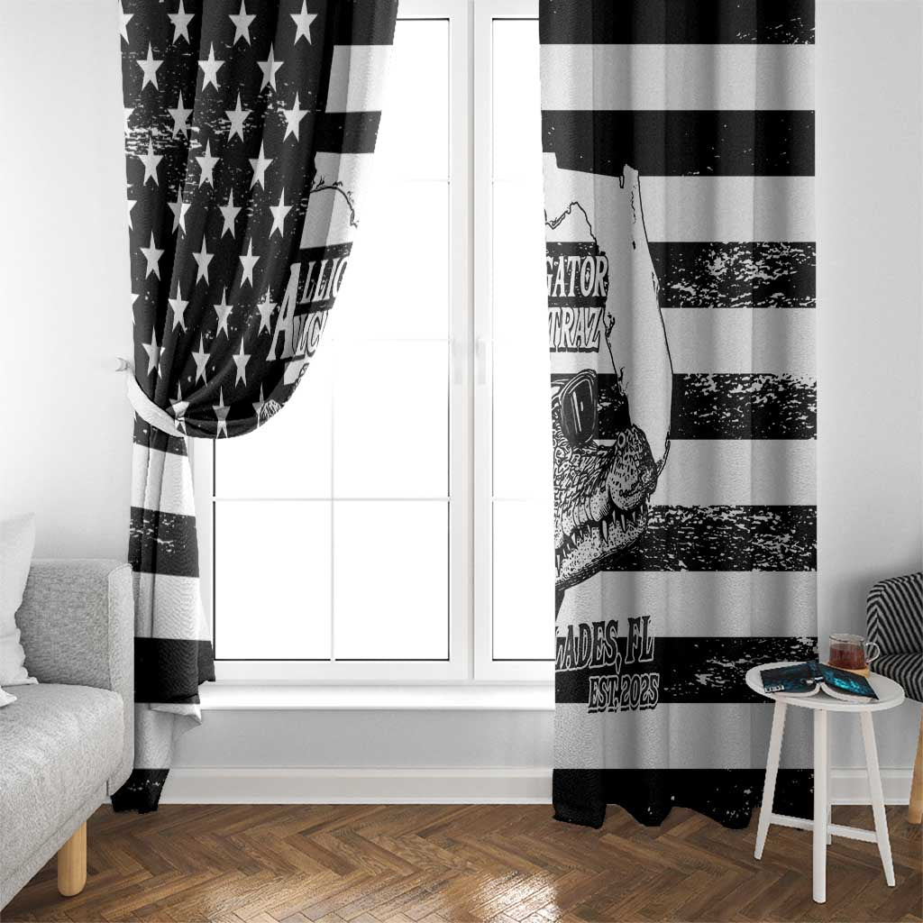 Alligator Alcatraz Window Curtain Cool Gator Everglades USA Grunge Flag - Wonder Print Shop