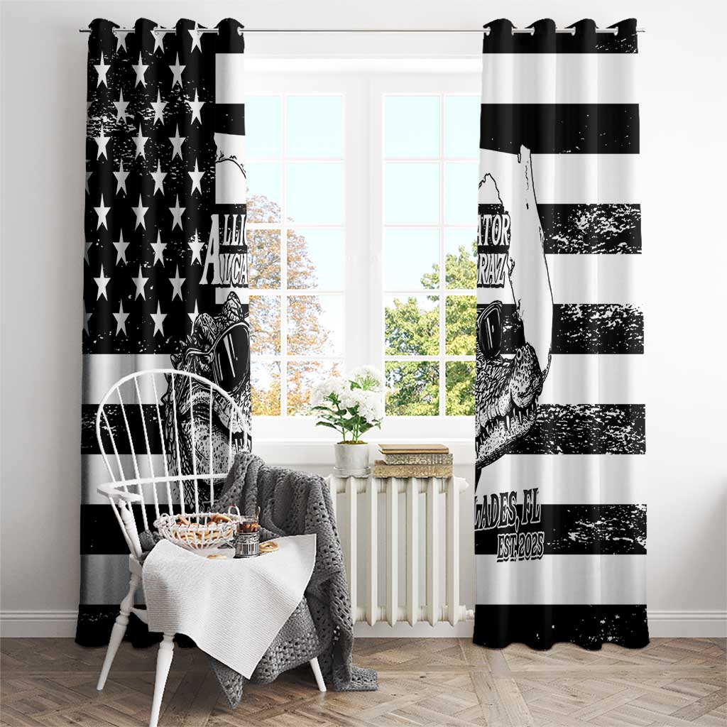 Alligator Alcatraz Window Curtain Cool Gator Everglades USA Grunge Flag - Wonder Print Shop