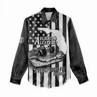 Alligator Alcatraz Women Casual Shirt Cool Gator Everglades USA Grunge Flag - Wonder Print Shop