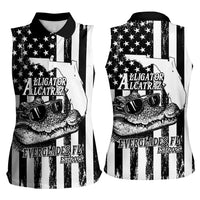 Alligator Alcatraz Women Sleeveless Polo Shirt Cool Gator Everglades USA Grunge Flag - Wonder Print Shop
