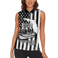 Alligator Alcatraz Women Sleeveless Polo Shirt Cool Gator Everglades USA Grunge Flag - Wonder Print Shop