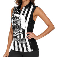 Alligator Alcatraz Women Sleeveless Polo Shirt Cool Gator Everglades USA Grunge Flag - Wonder Print Shop