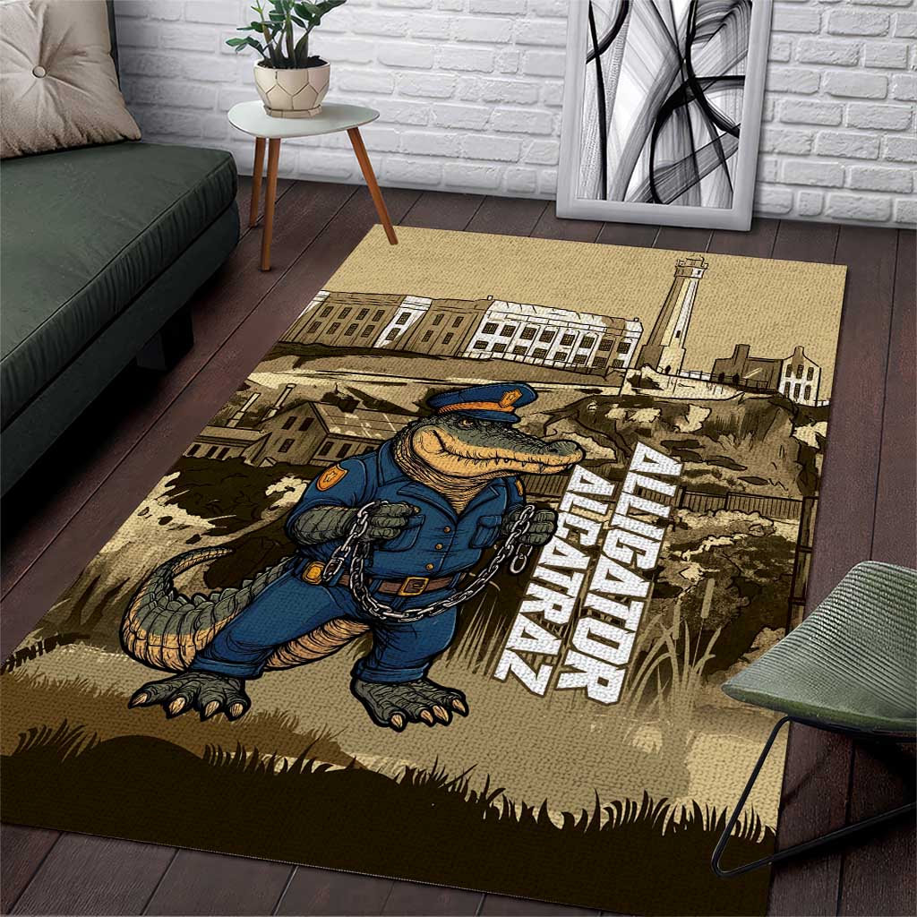 Alligator Alcatraz Area Rug Police Gator Rock Penitentiary - Wonder Print Shop