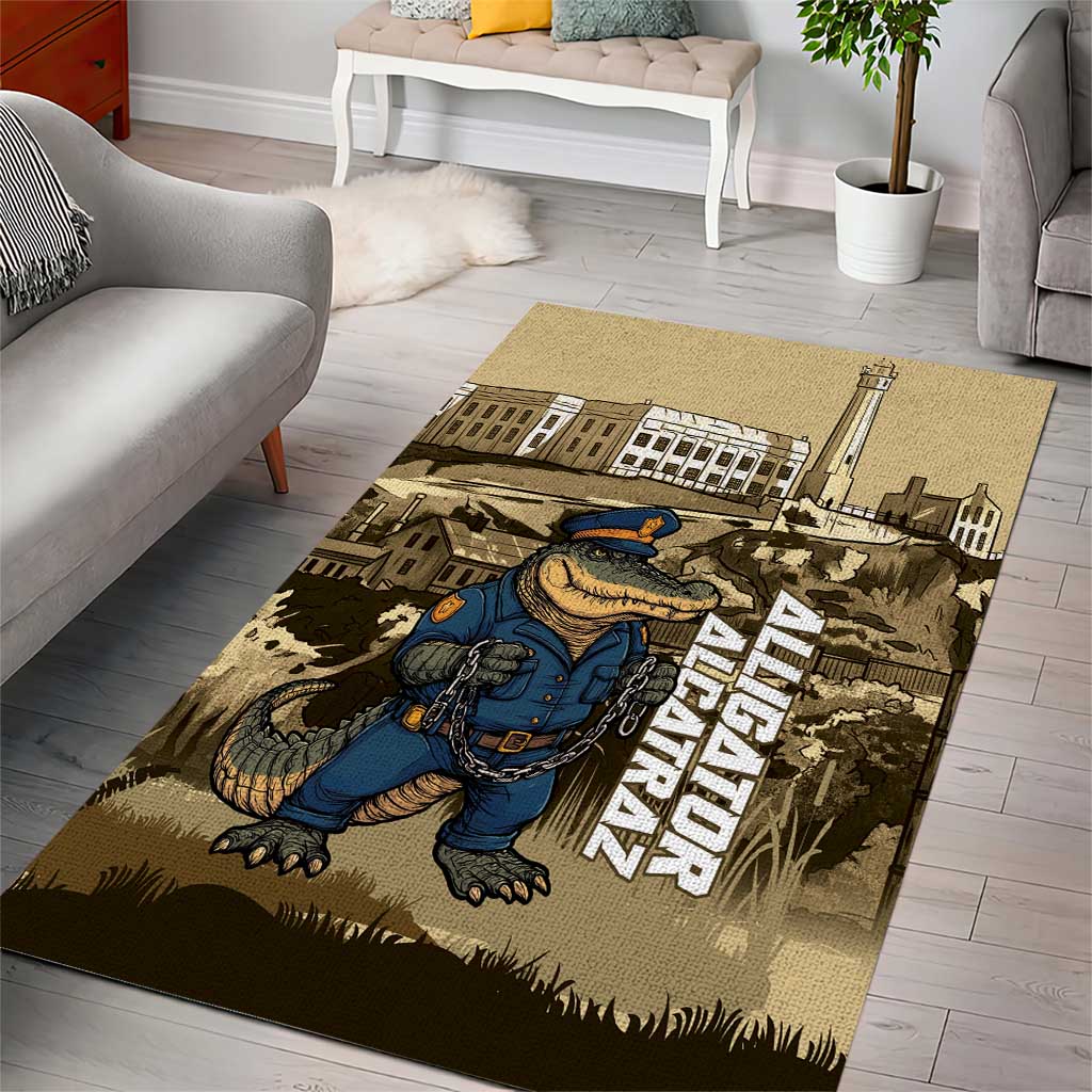 Alligator Alcatraz Area Rug Police Gator Rock Penitentiary - Wonder Print Shop