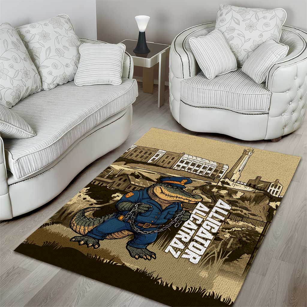 Alligator Alcatraz Area Rug Police Gator Rock Penitentiary - Wonder Print Shop