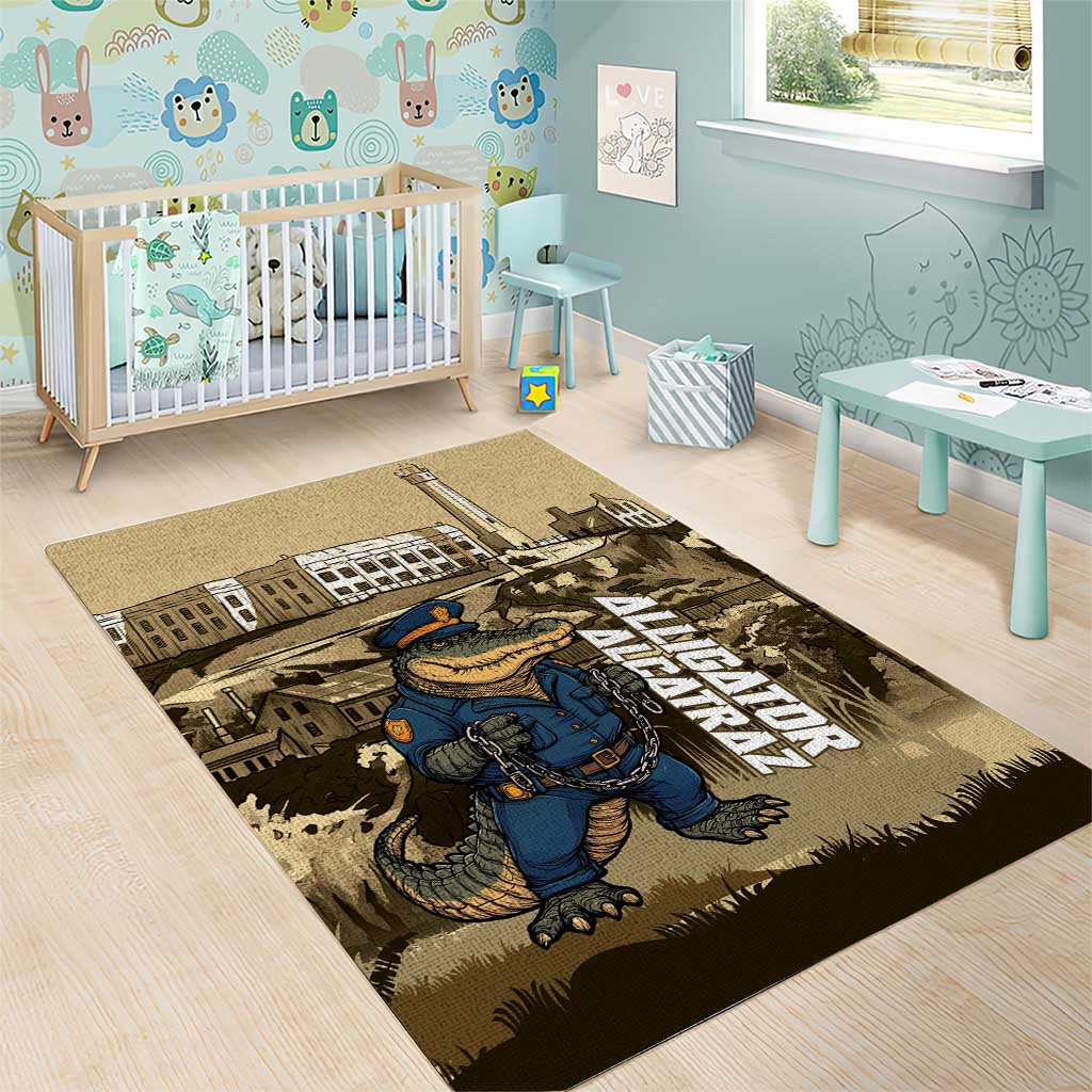Alligator Alcatraz Area Rug Police Gator Rock Penitentiary - Wonder Print Shop