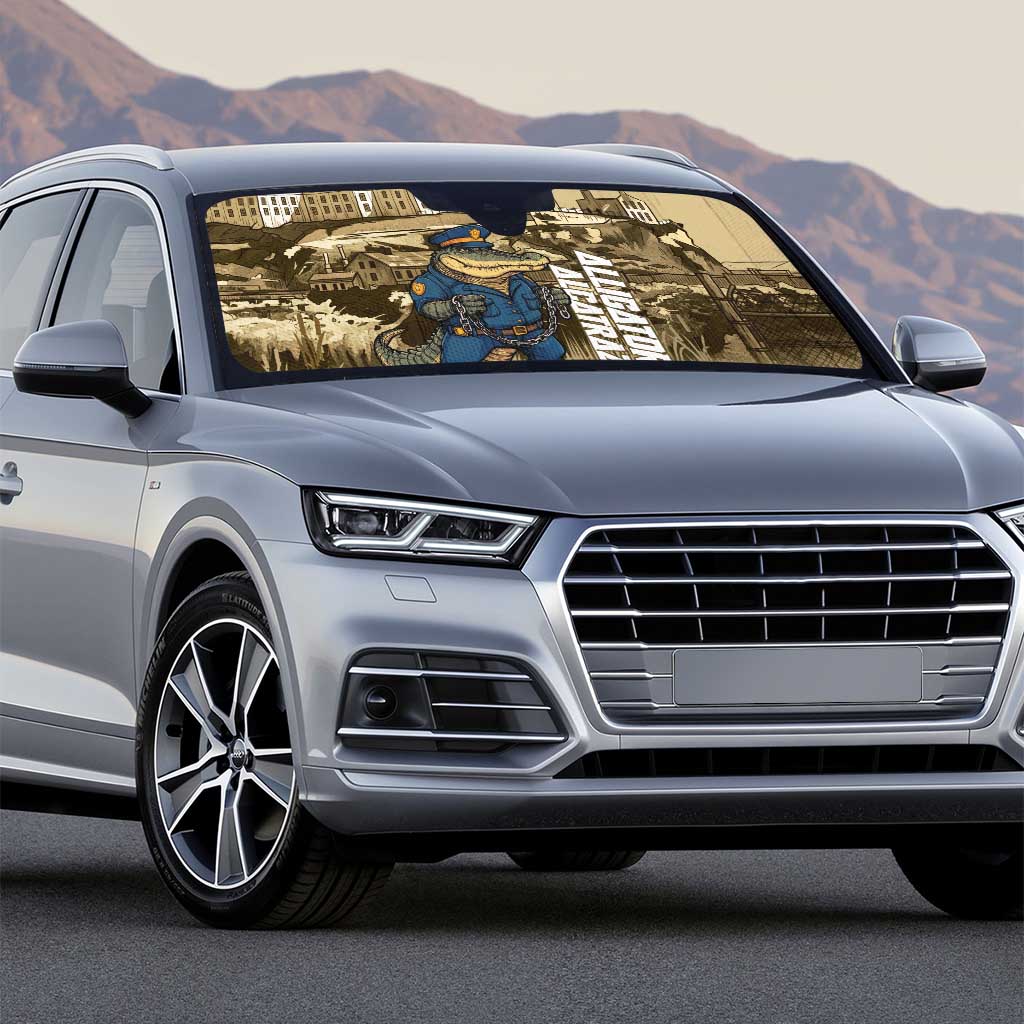 Alligator Alcatraz Auto Sun Shade Police Gator Rock Penitentiary - Wonder Print Shop