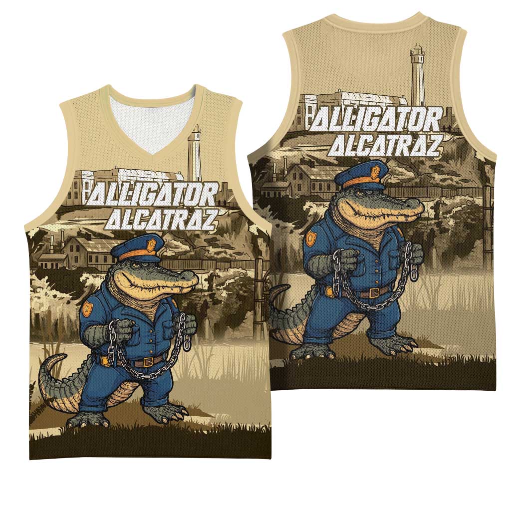 Alligator Alcatraz Basketball Jersey Police Gator Rock Penitentiary - Wonder Print Shop