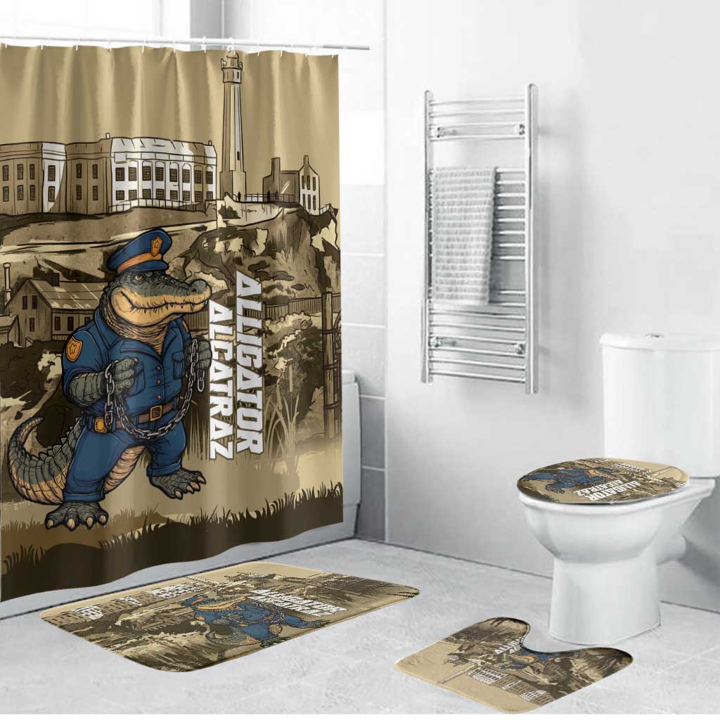 Alligator Alcatraz Bathroom Set Police Gator Rock Penitentiary - Wonder Print Shop