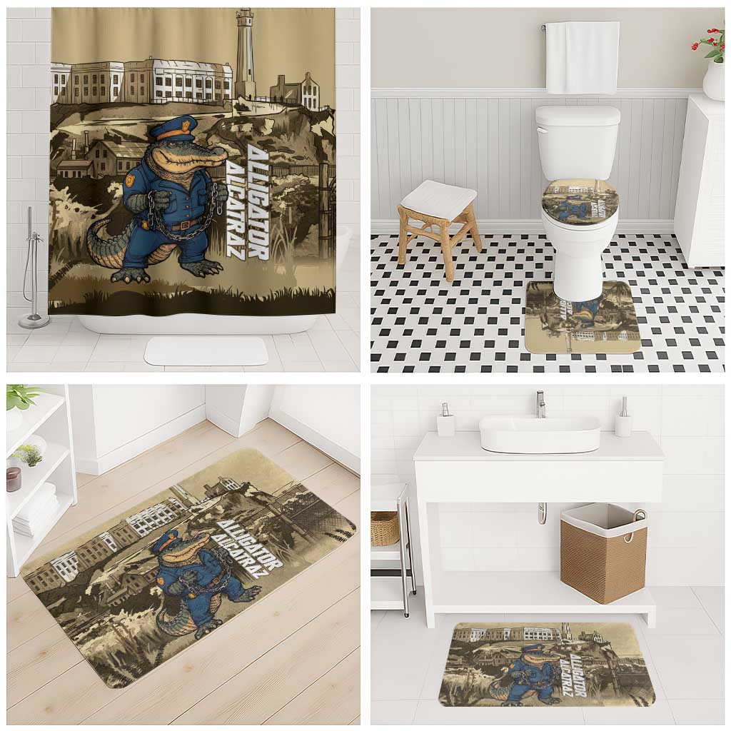 Alligator Alcatraz Bathroom Set Police Gator Rock Penitentiary - Wonder Print Shop
