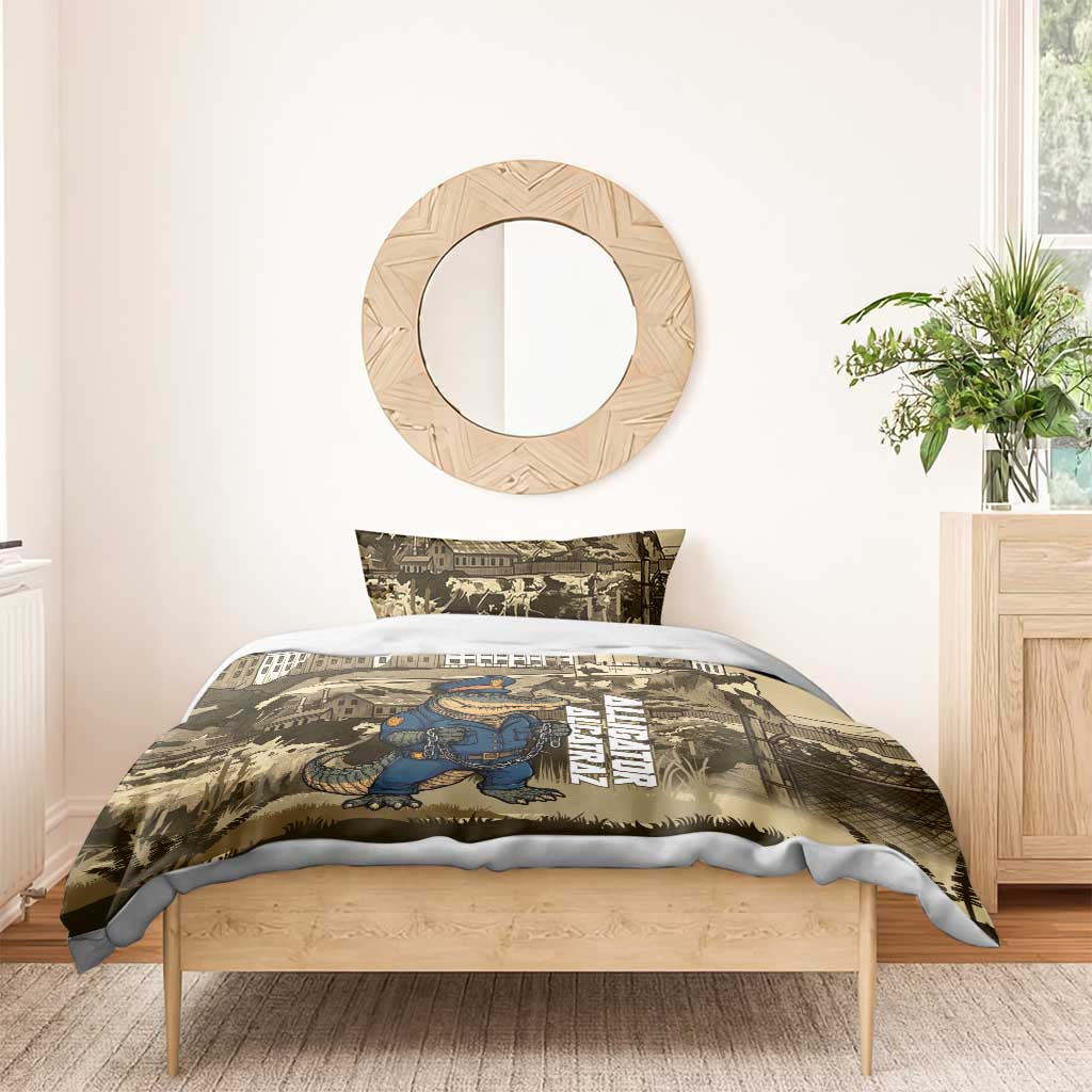 Alligator Alcatraz Bedding Set Police Gator Rock Penitentiary - Wonder Print Shop