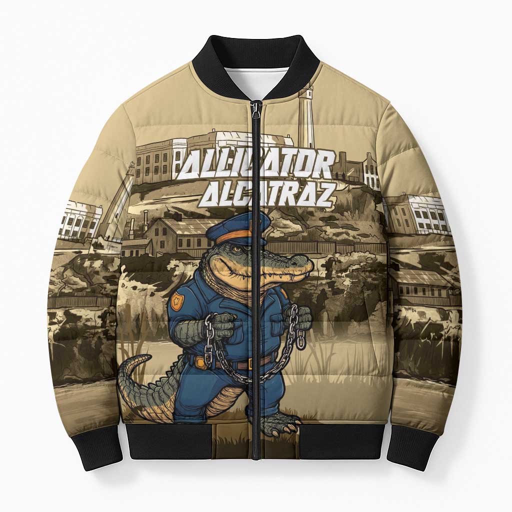 Alligator Alcatraz Bomber Puffer Jacket Police Gator Rock Penitentiary - Wonder Print Shop