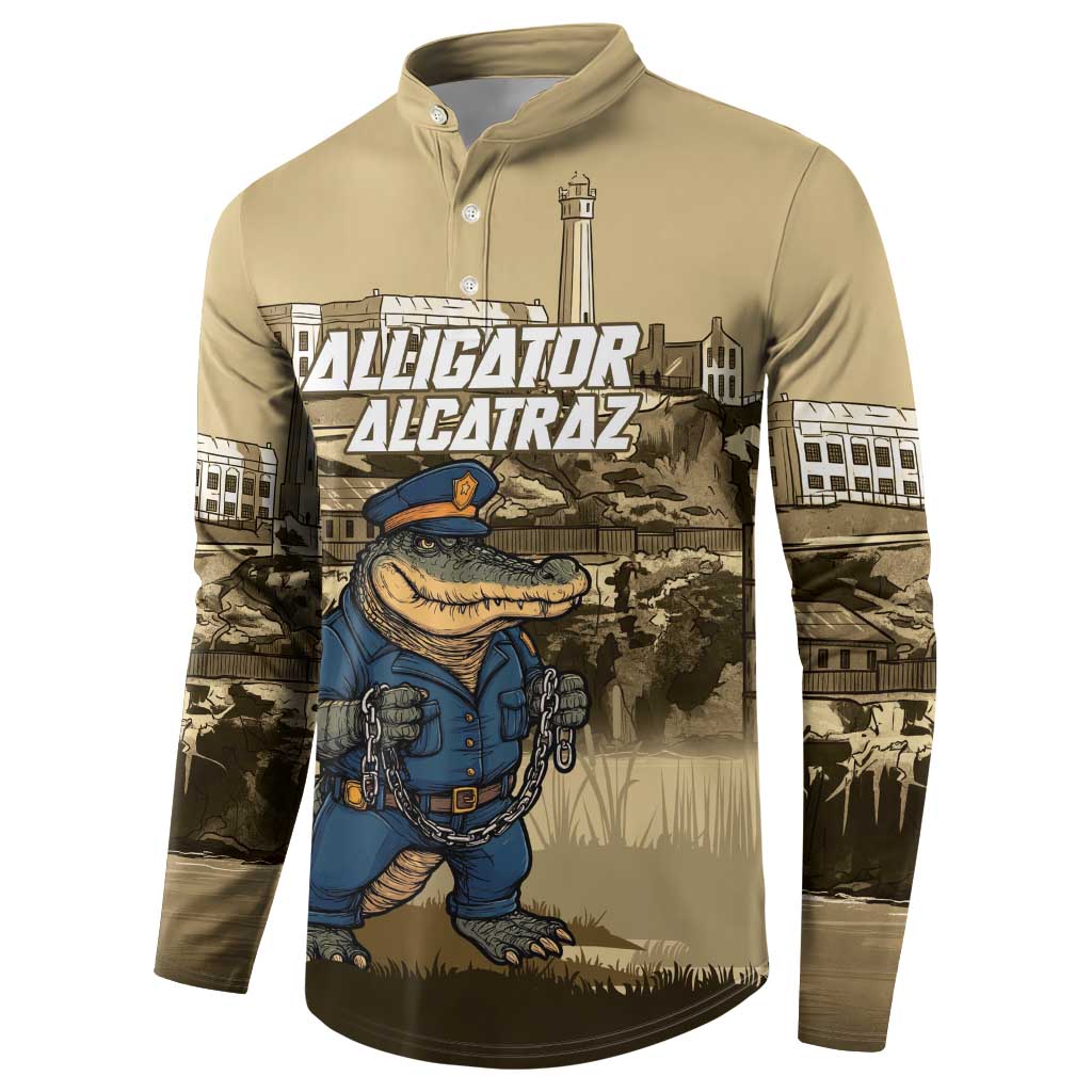Alligator Alcatraz Button Sweatshirt Police Gator Rock Penitentiary - Wonder Print Shop