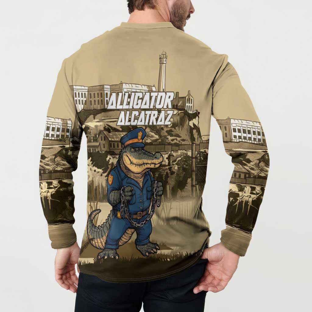 Alligator Alcatraz Button Sweatshirt Police Gator Rock Penitentiary - Wonder Print Shop