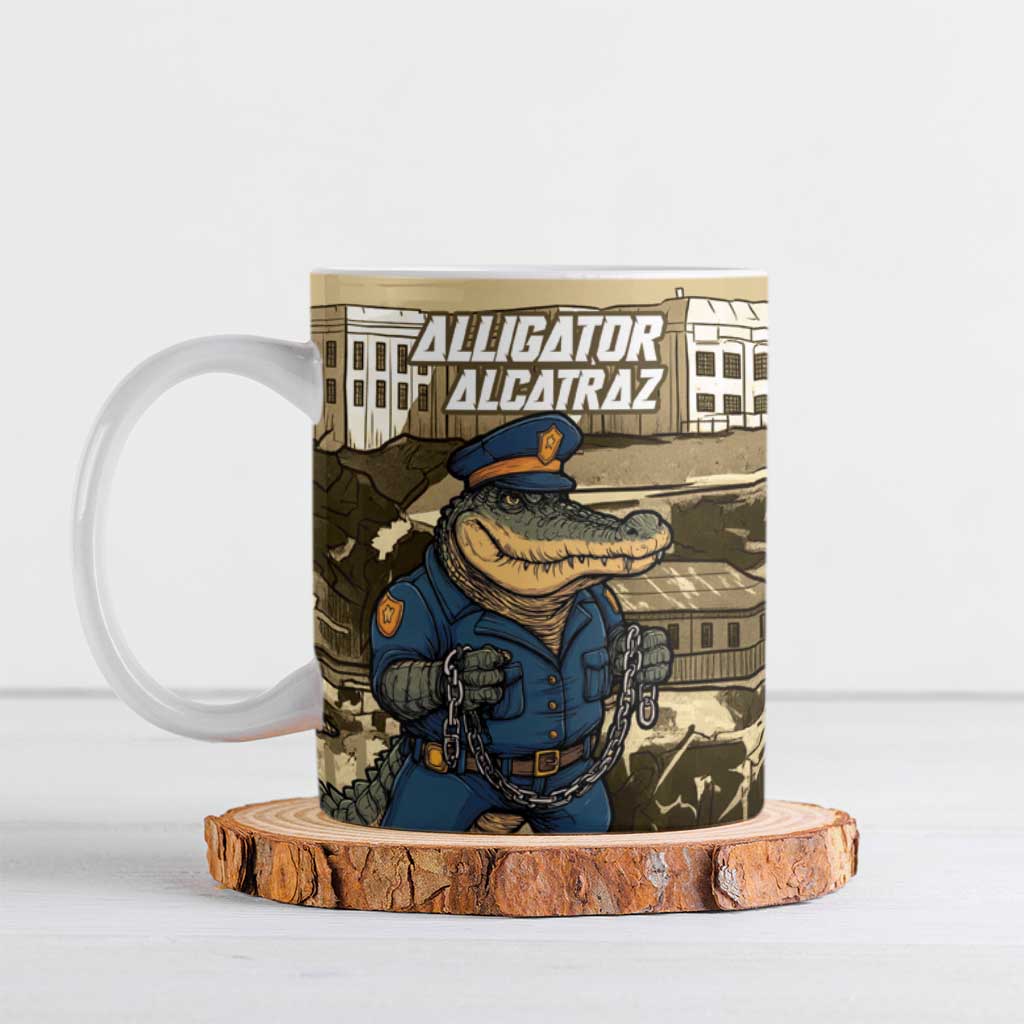 Alligator Alcatraz Ceramic Mug Police Gator Rock Penitentiary - Wonder Print Shop
