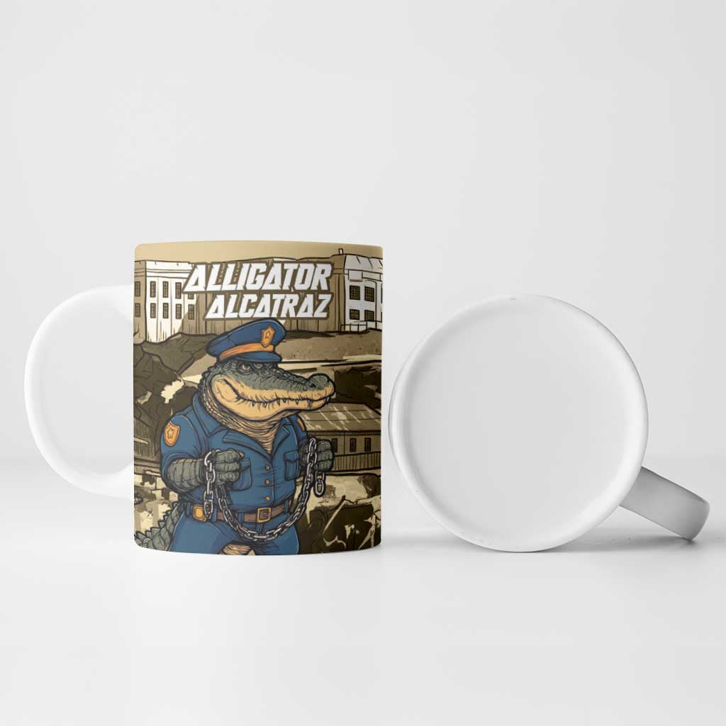 Alligator Alcatraz Ceramic Mug Police Gator Rock Penitentiary - Wonder Print Shop