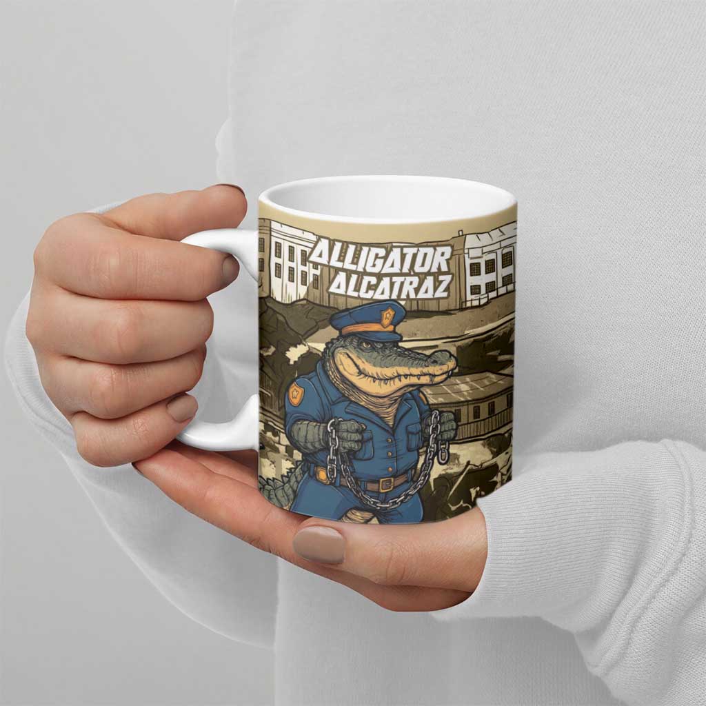 Alligator Alcatraz Ceramic Mug Police Gator Rock Penitentiary - Wonder Print Shop