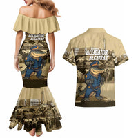 Alligator Alcatraz Couples Matching Mermaid Dress and Hawaiian Shirt Police Gator Rock Penitentiary - Wonder Print Shop
