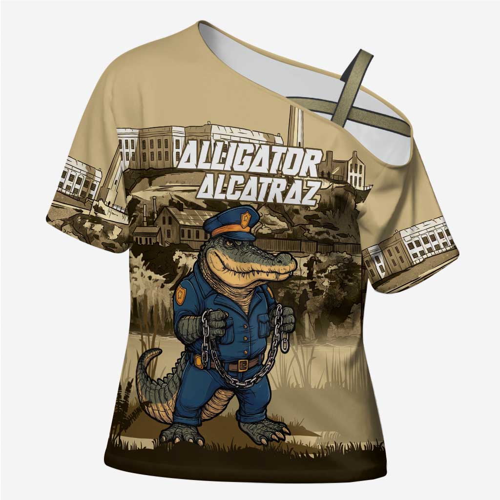 Alligator Alcatraz Cross Shoulder Shirt Police Gator Rock Penitentiary - Wonder Print Shop