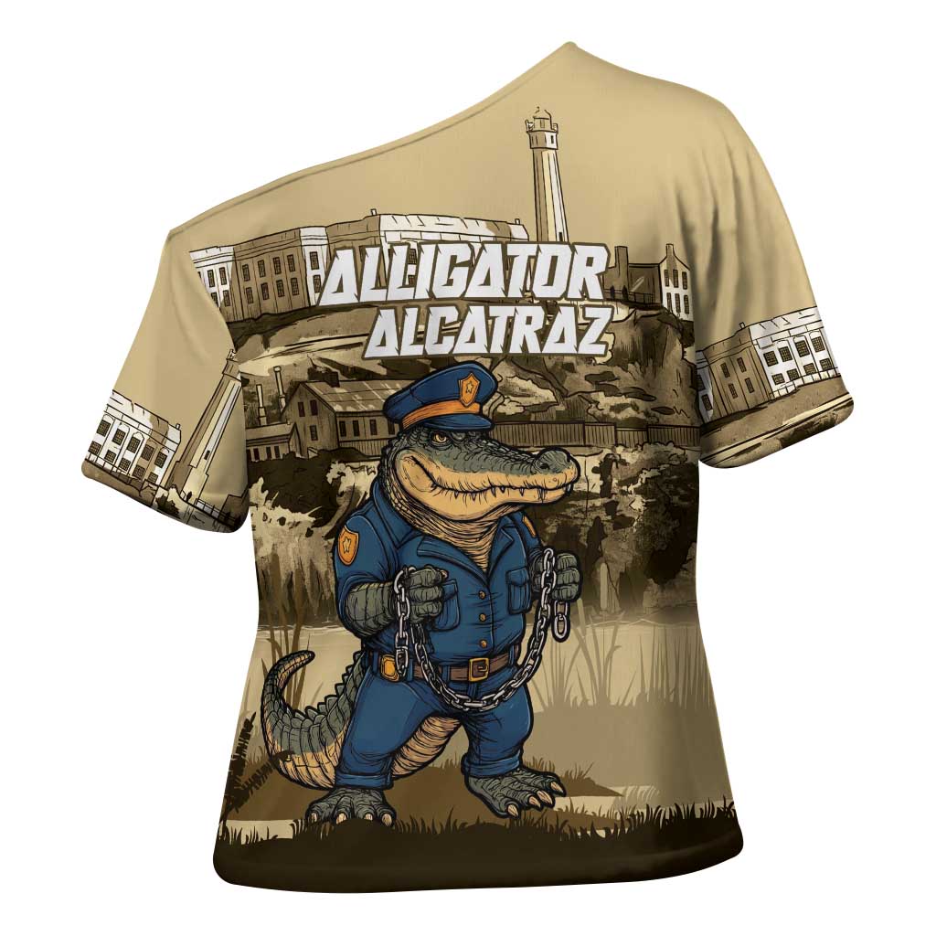 Alligator Alcatraz Cross Shoulder Shirt Police Gator Rock Penitentiary - Wonder Print Shop