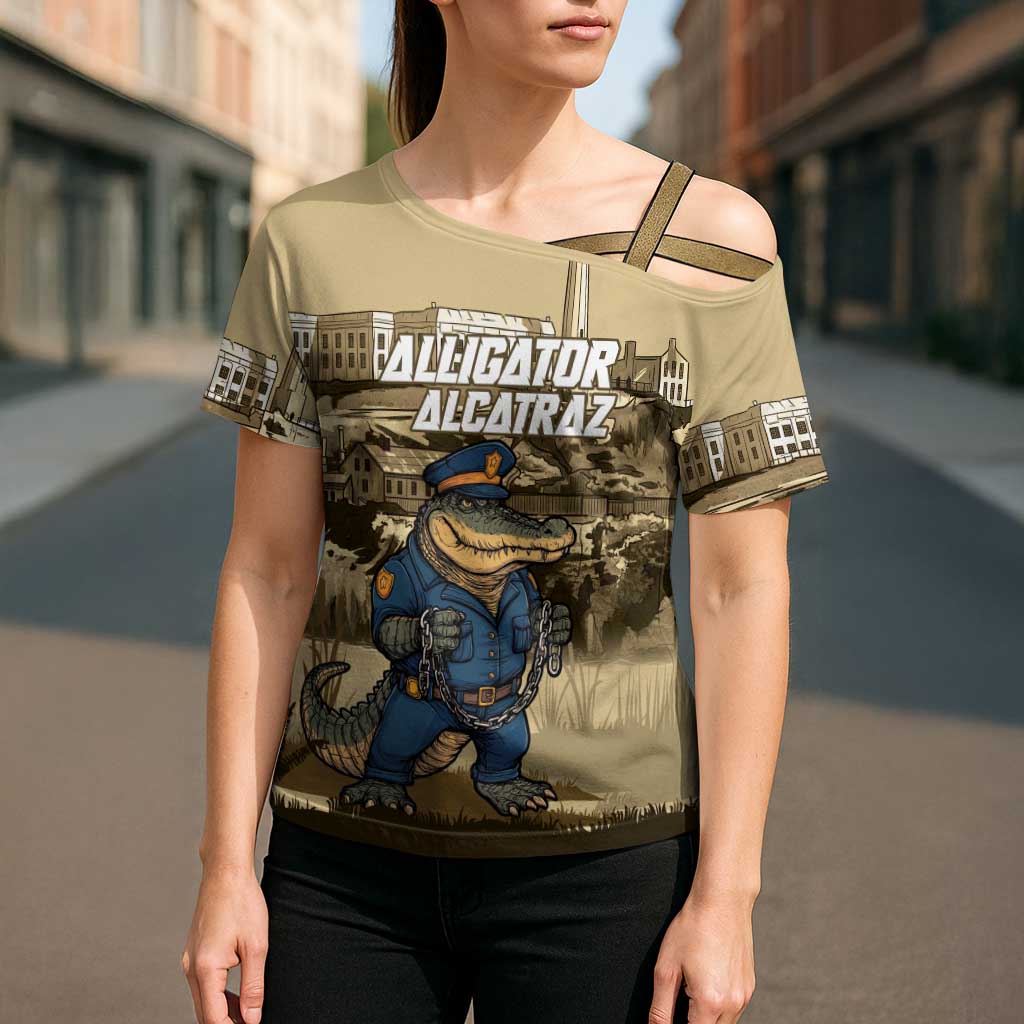 Alligator Alcatraz Cross Shoulder Shirt Police Gator Rock Penitentiary - Wonder Print Shop